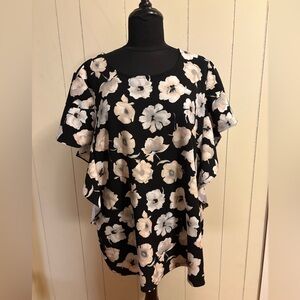 Floral Print Women's Flutter Sleeve Blouse